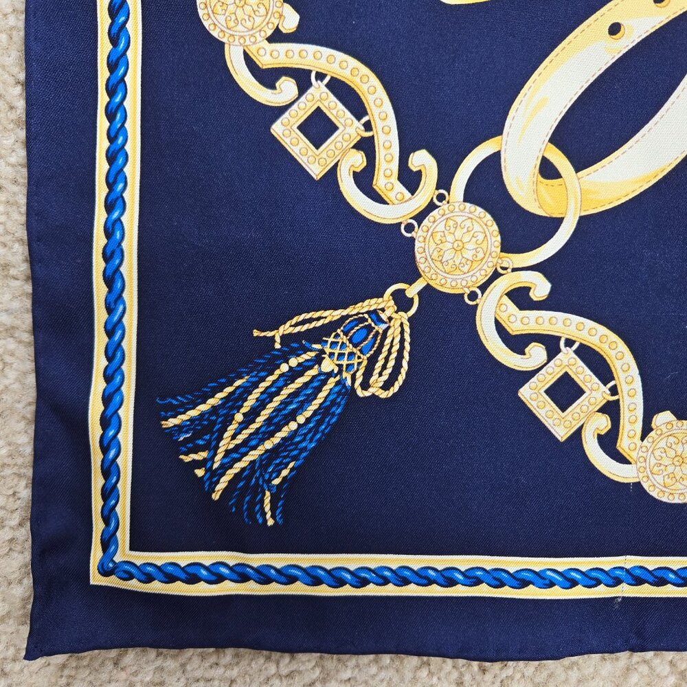 J. McLaughlin Silk Scarf Equestrian Design Hand Rolled and Hand Stitched - Picture 3 of 10